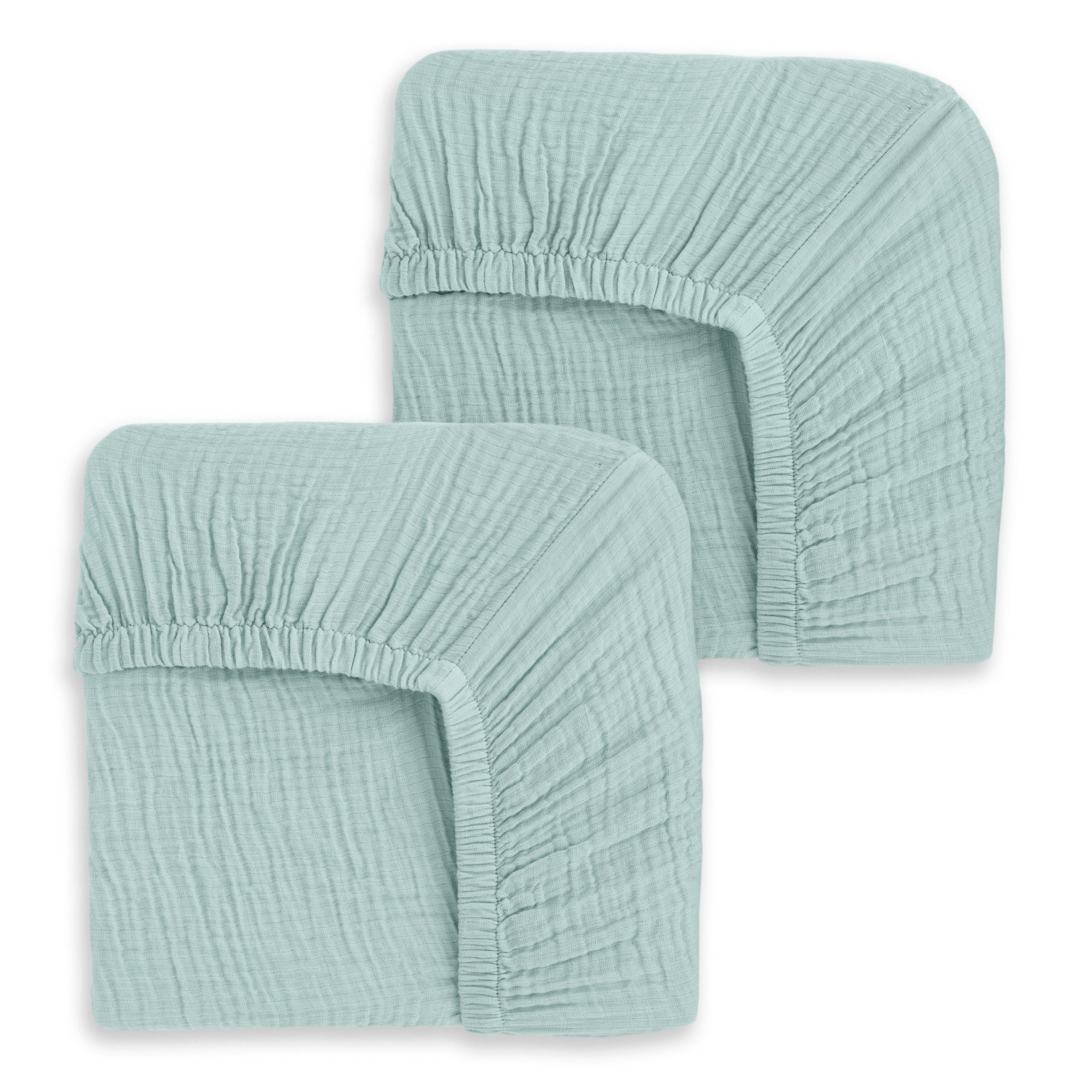 Fitted Crib Sheets 100% Organic Cotton Muslin 2 Pack