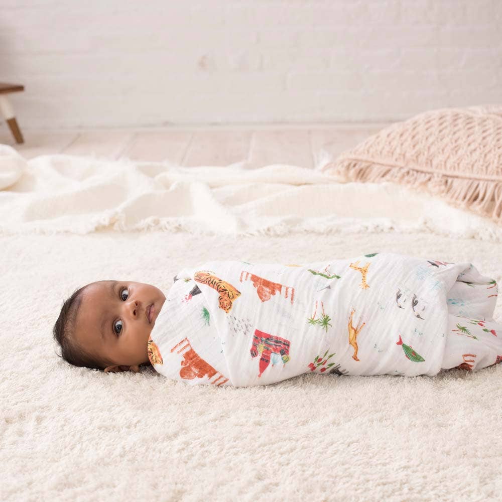boutique 100% cotton muslin swaddle blanket 4 pack - Image 3