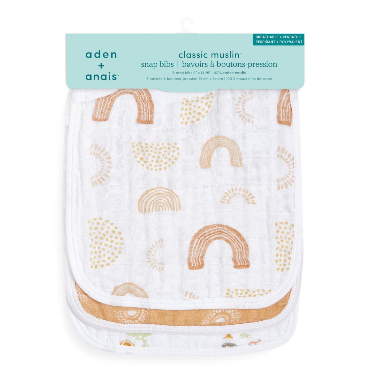 boutique 100% cotton muslin snap bibs 3 pack - Image 2