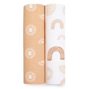 boutique 100% cotton muslin swaddle blanket 2 pack