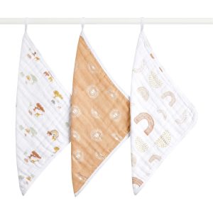 boutique 100% cotton muslin oversized washcloths 3 pack