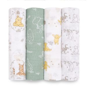 Disney™ Winnie the Pooh essentials cotton muslin swaddle blanket 4 pack