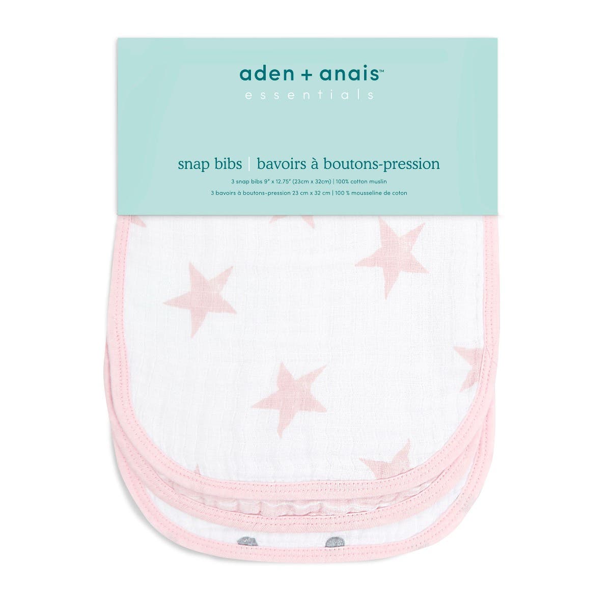 essentials cotton muslin snap bibs 3 pack - Image 2