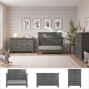 Denman 3-Piece Nursery Set with Crib. Dresser and Chest