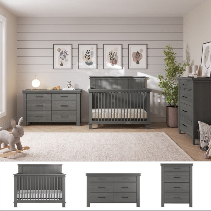 Denman 3-Piece Nursery Set with Crib. Dresser and Chest