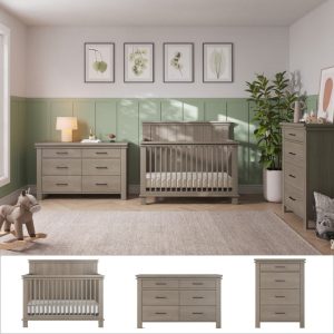 Denman 3-Piece Nursery Set with Crib. Dresser and Chest