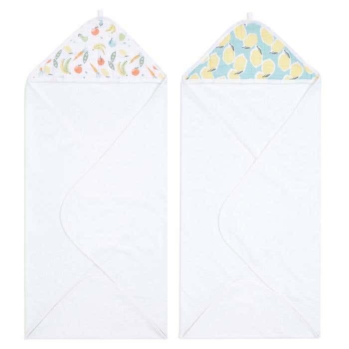 essentials cotton muslin hooded towels 2 pack