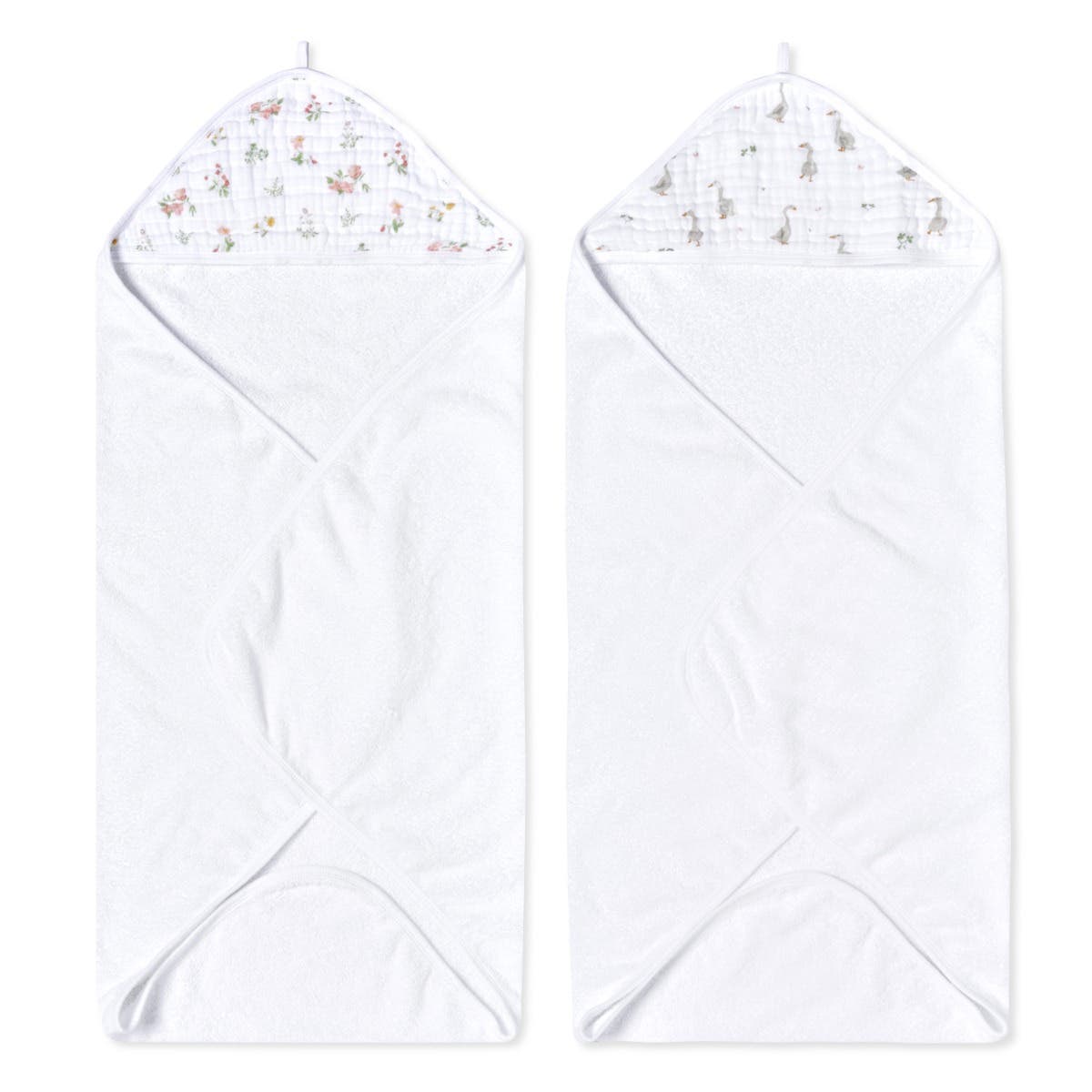 essentials cotton muslin hooded towels 2 pack