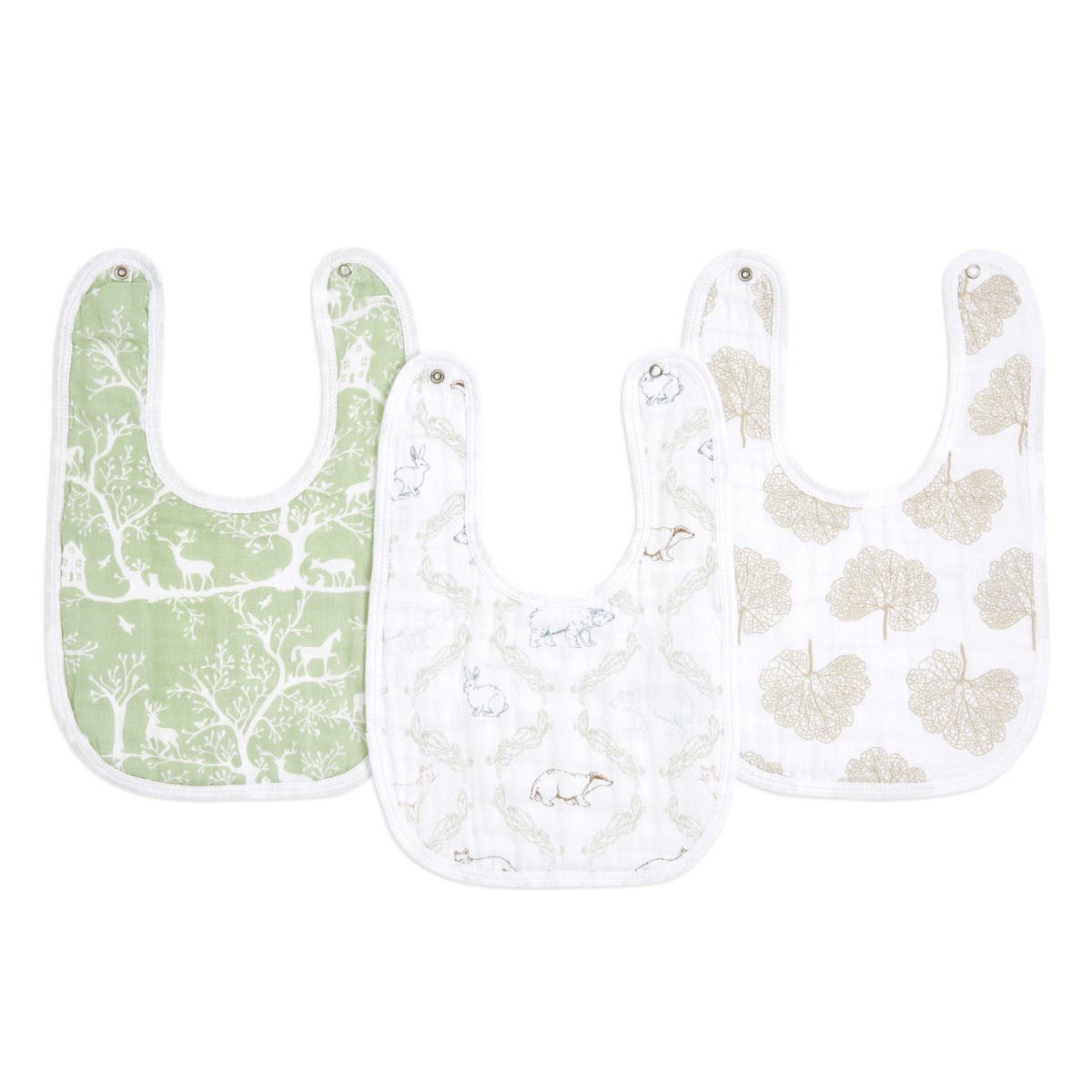 essentials cotton muslin snap bibs 3 pack