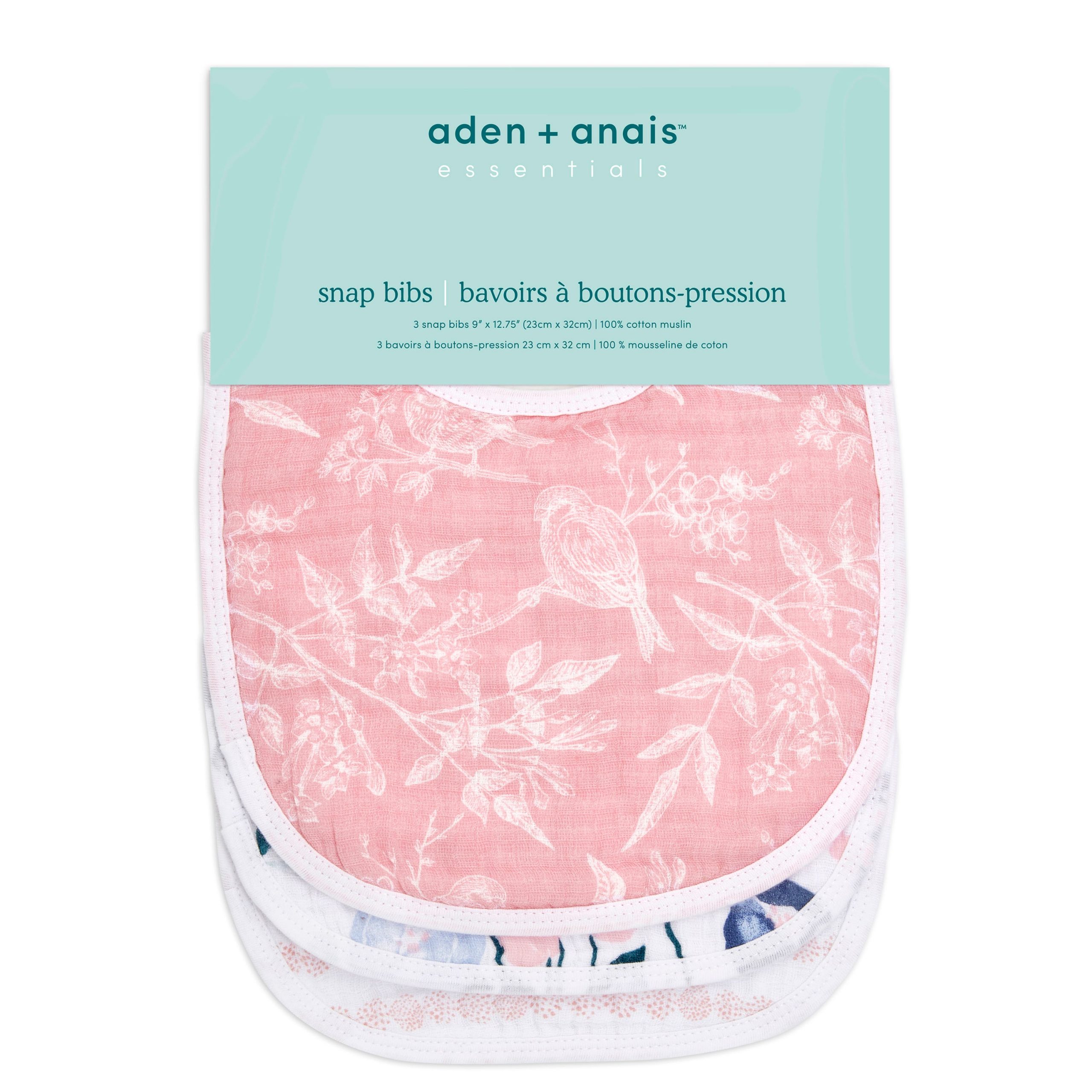 essentials cotton muslin snap bibs 3 pack - Image 3