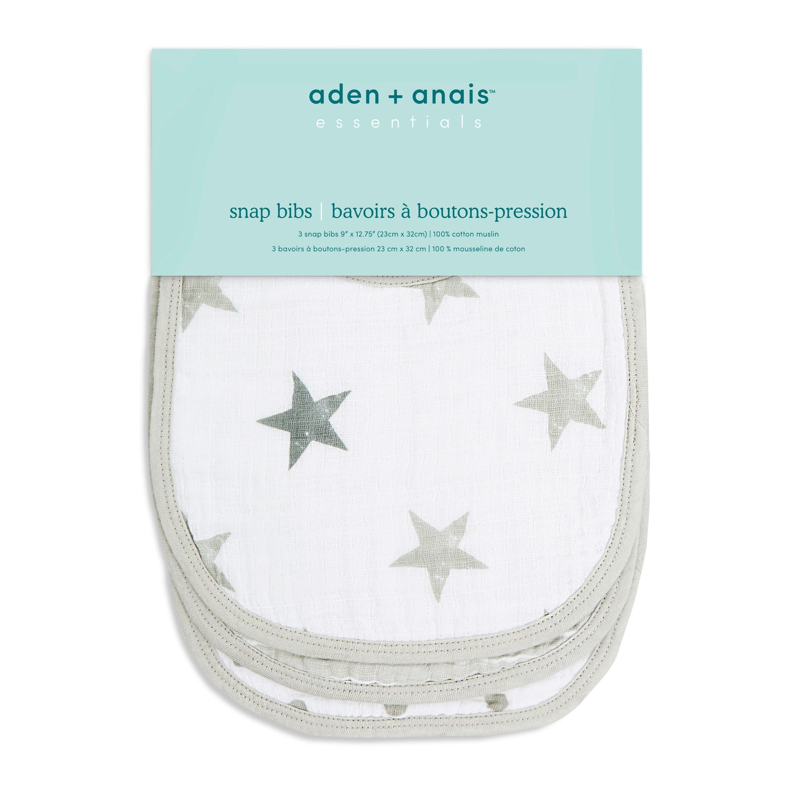 essentials cotton muslin snap bibs 3 pack - Image 2