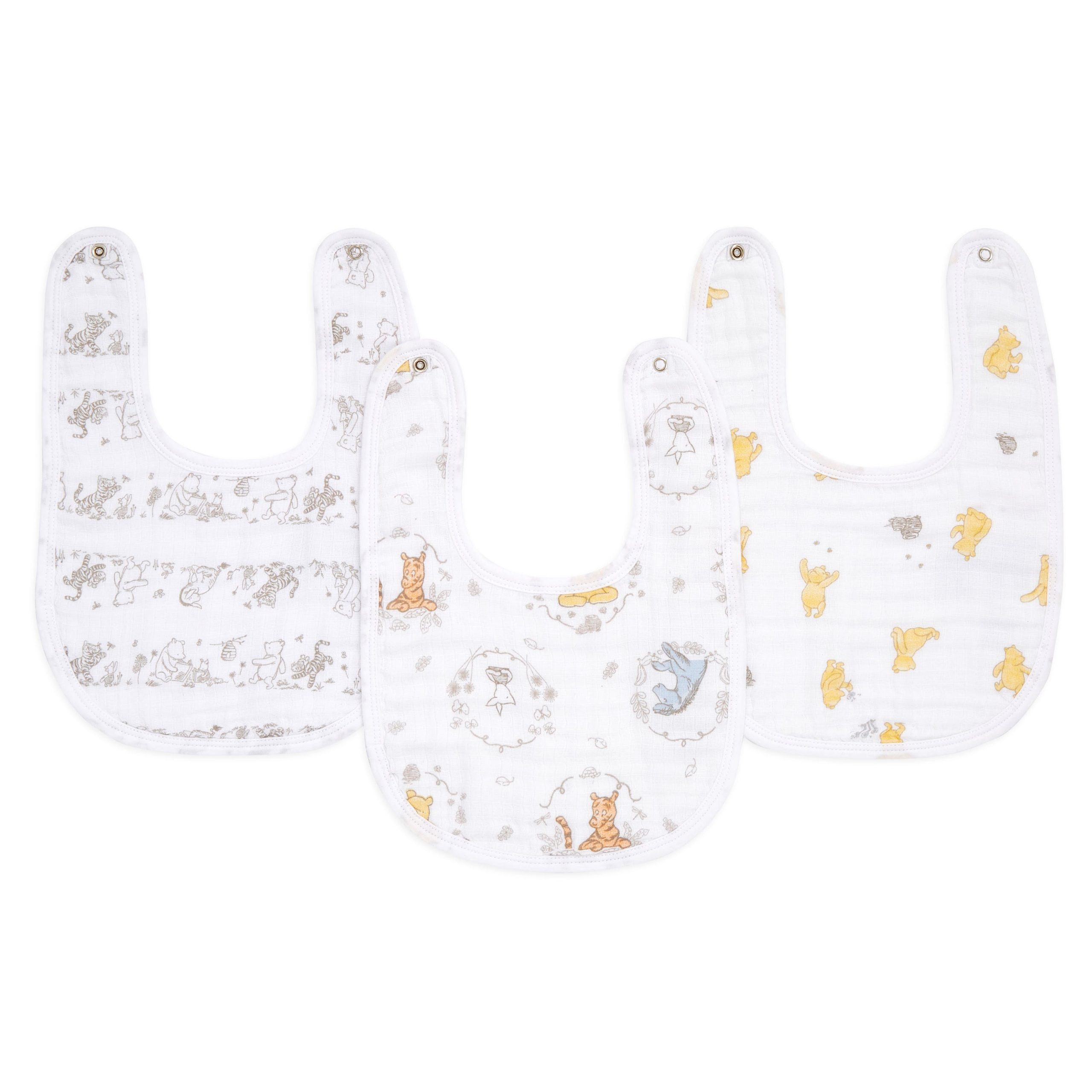 Disney™ essentials cotton muslin snap bibs 3 pack