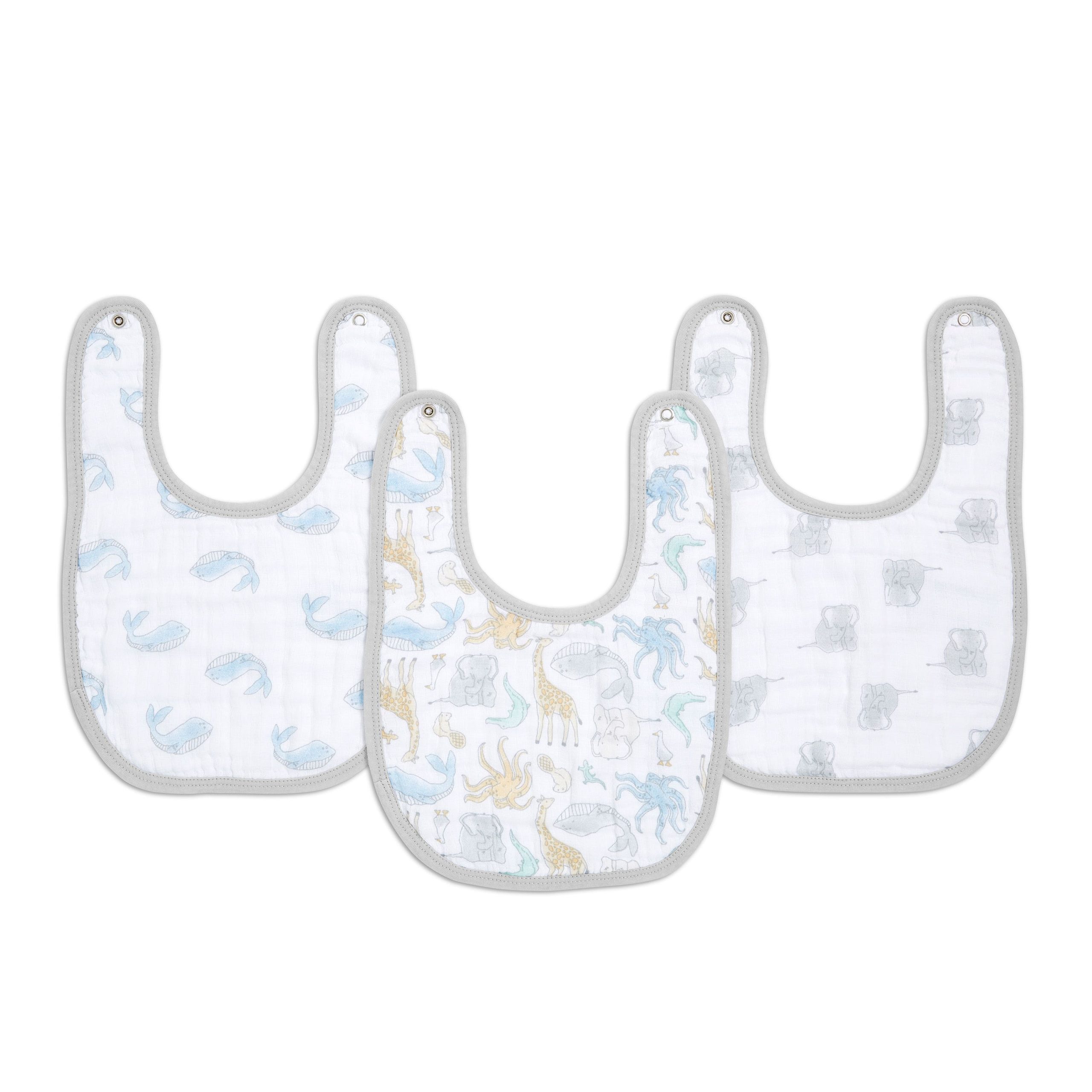 essentials cotton muslin snap bibs 3 pack