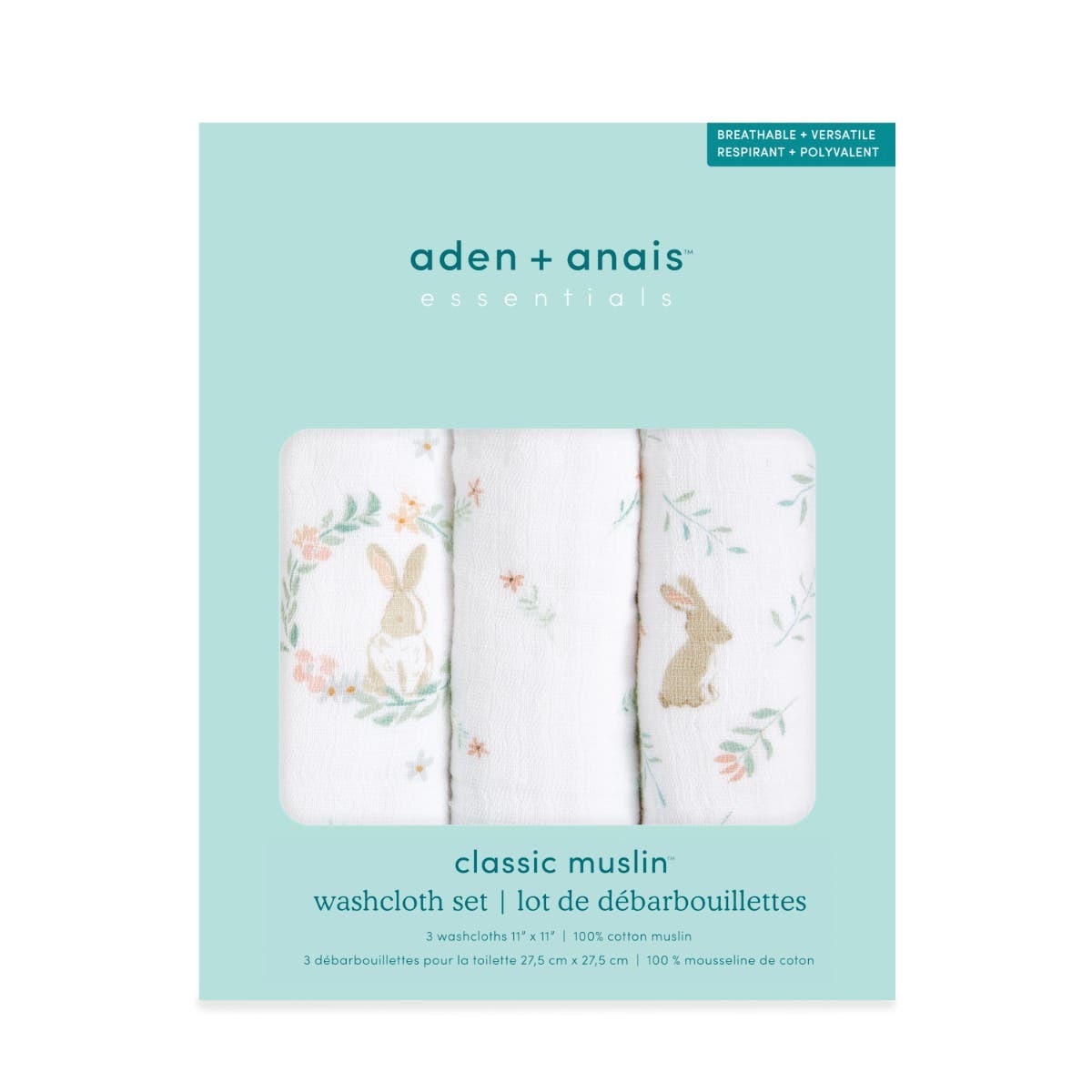 essential cotton muslin washcloths 3 pack - Image 3