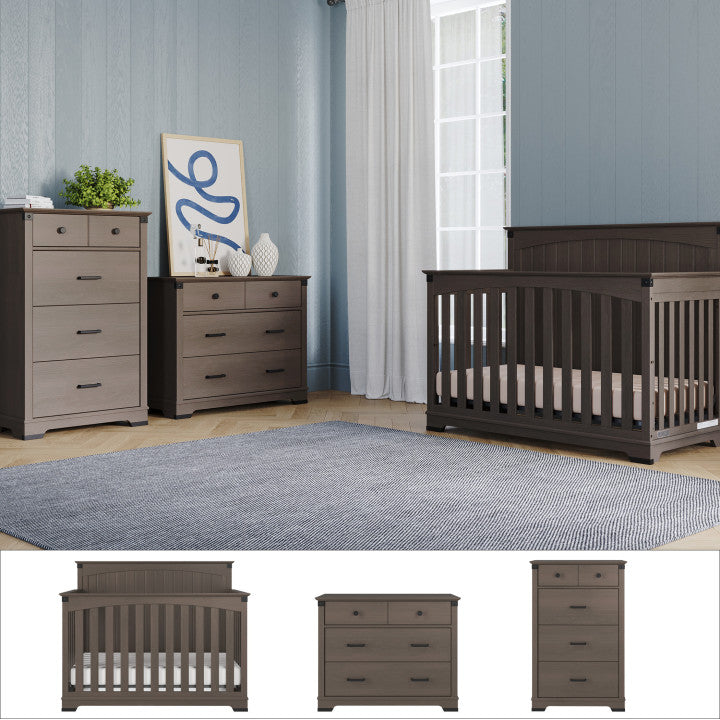 Redmond 3 Piece Nursery Set with Crib. Dresser and Chest